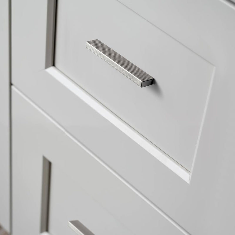 Goo-Ki 6 Pack 3 Inch Satin Nickel Knurled Cabinet Pulls - Modern Bar Handles - Textured Grip for Drawer, Dressers, Furniture Hardware 3 Inch Center to Center