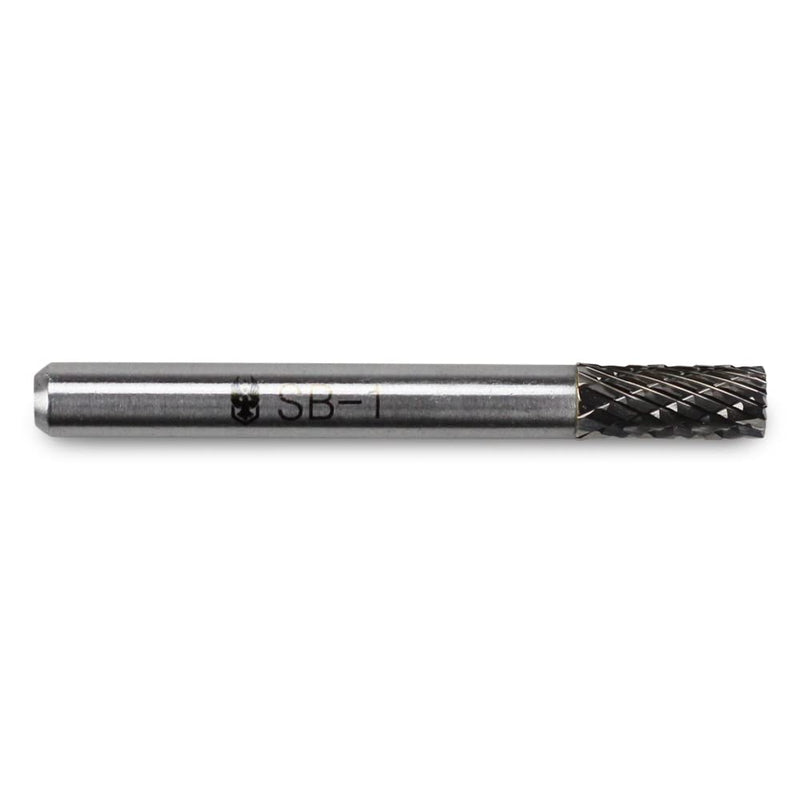 BHA Cylinder End Cut Shape Tungsten Carbide Burr Die Grinder Rotary Tool Bit for Metal Contouring and Deburring, Double Cut with 1/4" Shank (SB-1: 1/4" Cut Diameter x 5/8" Cut Length) SB-1: 1/4" Cut Diameter x 5/8" Cut Length