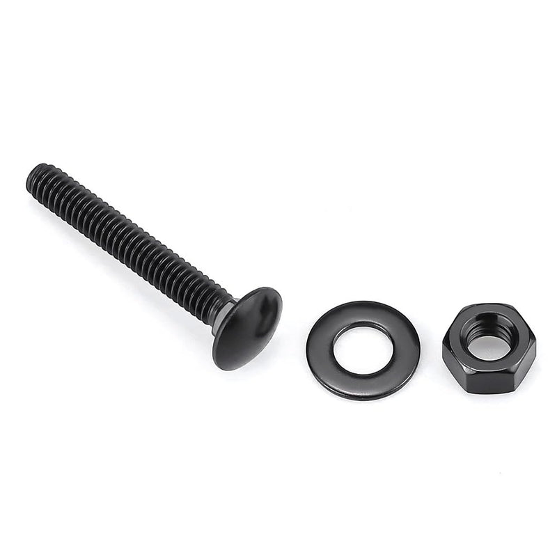 Glvaner (8 Sets) 3/8-16 x 1-1/4" Stainless Steel Carriage Bolts Screws Black and Hex Nuts & Flat Washers Black, Round Head Square Neck, 304 Stainless Steel 18-8, Full Thread Coverage 3/8-16 x 1-1/4"