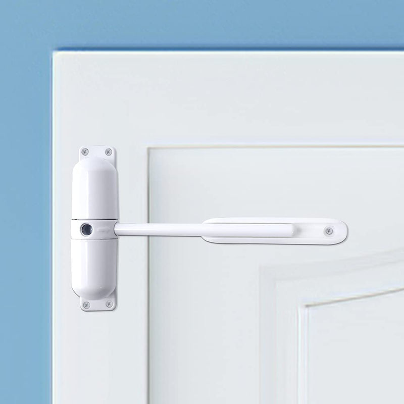 Automatic Door Closer, Safety Spring Door Closers - Easy to Install to Convert Hinged Doors to Self-Closing – Diecast Construction-White White