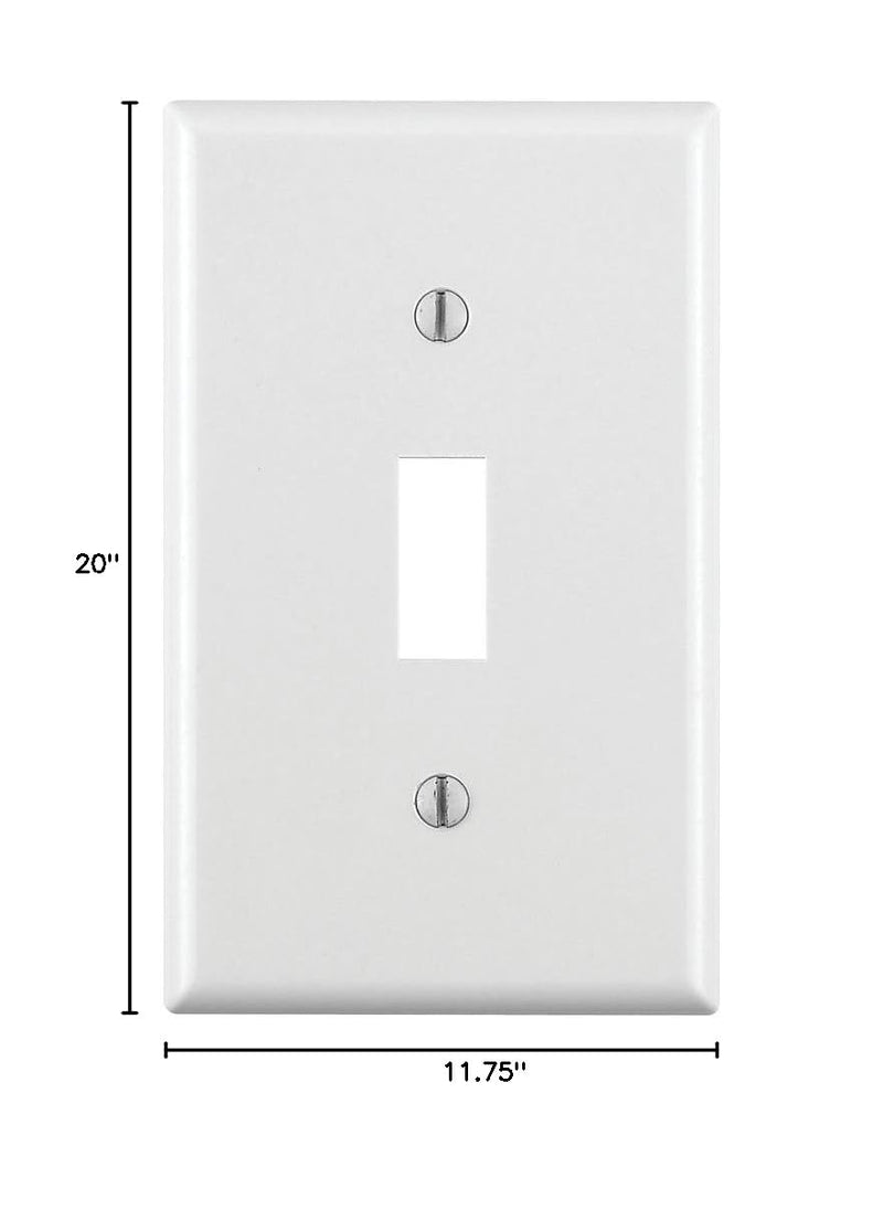 Leviton 88001 1-Gang Toggle Switch Wallplate, Standard Size, Thermoset, Device Mount, White, 1 Pack
