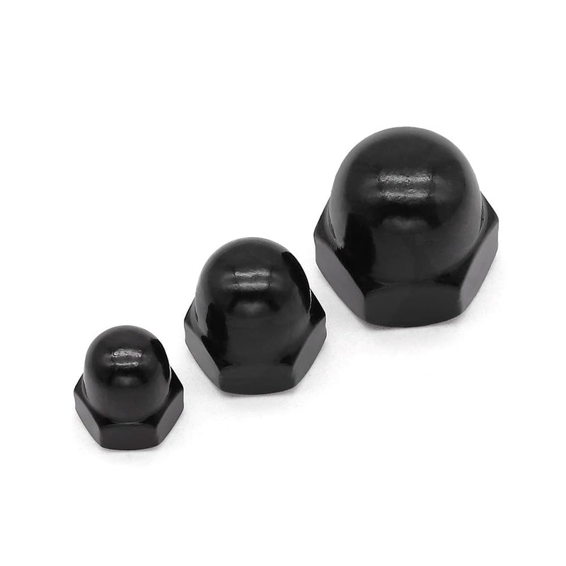 #8-32 (50 Pack) Stainless Steel Cap Nuts, Acorn Cap Dome Head Nuts US Standard, Stainless Steel 304 (18-8), UNC Coarse Thread, Black Coated #8-32 50