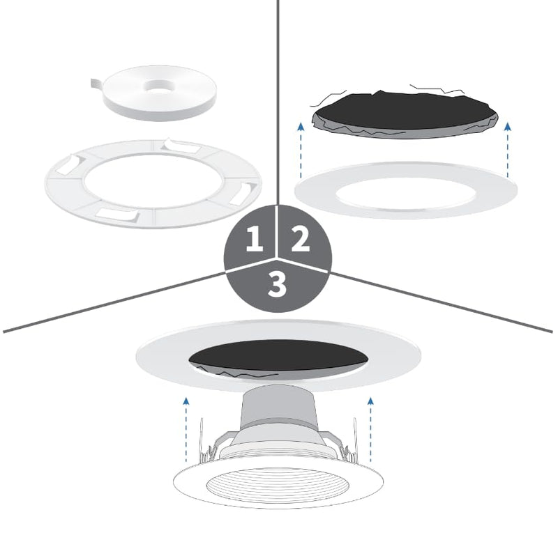 LightLabs Goof Ring Gloss 8 Pack 8.65" Diameter for 6" Cans. Inlcudes Mounting Tape to Fix Drywall Damage for Flush Mount Recessed Down Lights. 6.2" Inner Diameter Recessed Light Cover Glossy White 8 Packs 8 Inch