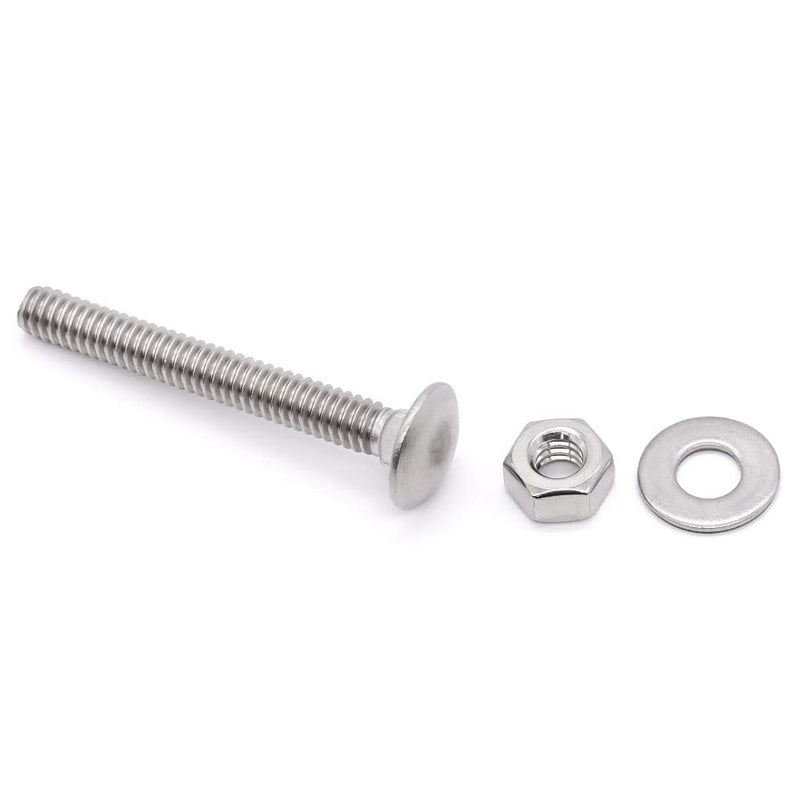 Glvaner (10 Sets) 1/4-20 x 3-1/2" Stainless Steel Carriage Bolts Screws Round Head Square Neck and Hex Nuts & Flat Washers 304 Stainless Steel 18-8 Full Thread Coverage 1/4-20 x 3-1/2" 10