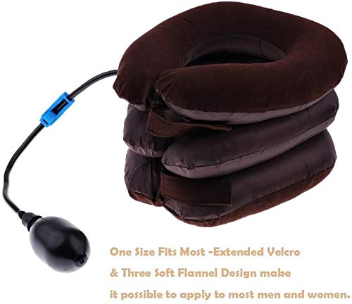 Inflatable Cervical Neck Traction Air Inflatable Pillow Neck Head Stretcher Pain Relief Collar (for Adults, Brown) For Adults