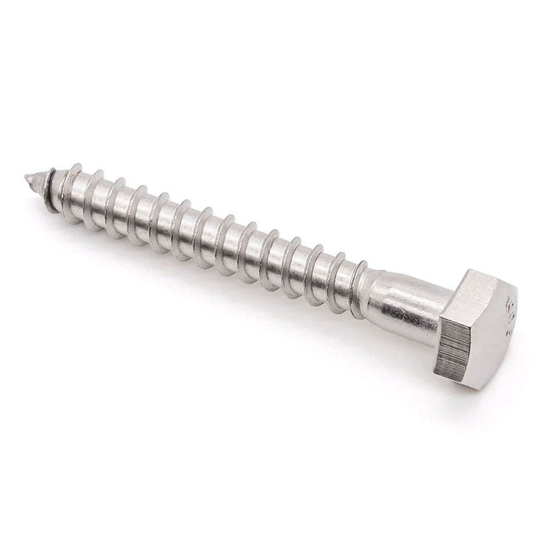 Glvaner (20 pcs) 1/4" x 3" Stainless Steel Hex Head Lag Bolts, Hexagonal Head Lag Screws, 304 Stainless Steel 18-8, Secure Hold for Wood 1/4 x 3" 20