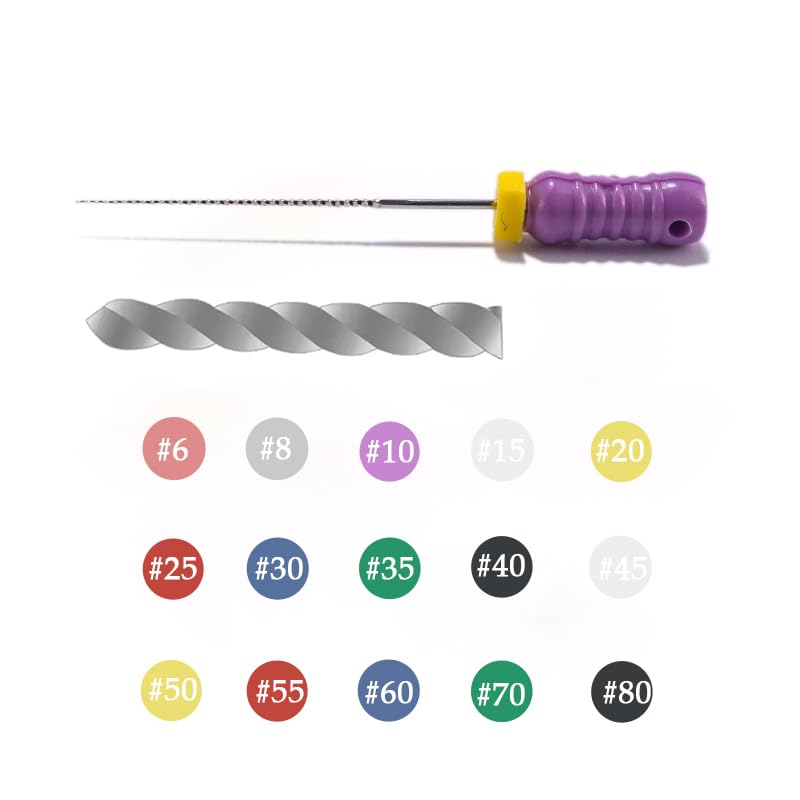K Files Dental 25MM Root Canal Cleaner Hand Use Files 6PCS for Endodontic Treatment (#15-40) #15-40