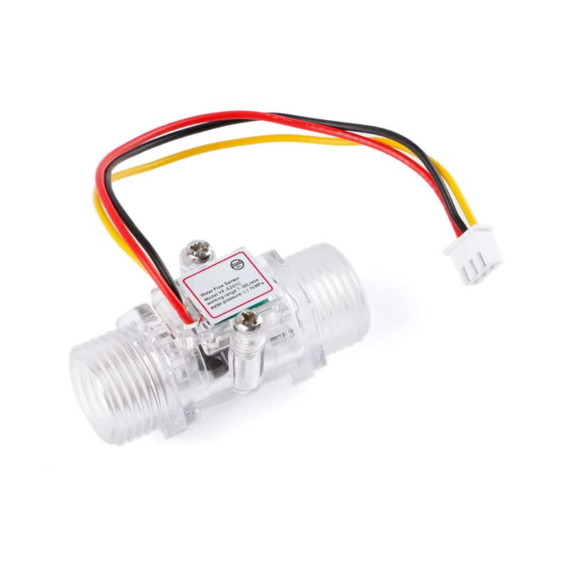 2Pcs YF-S201C DC3.5-24V G1/2" Transparent Flow Sensor Turbine Flowmeter Water Flow Sensor Transparent Water Flow Meter YF-S201C Range 1-30L/min