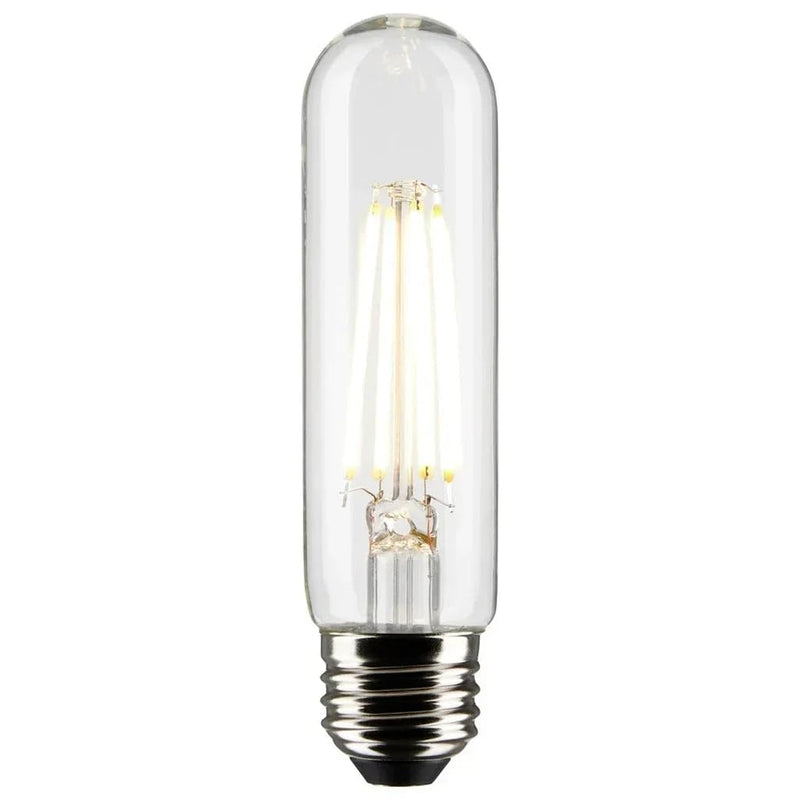 Satco 8-Watt LED Filament T10 Light Bulbs, 3000K Soft White, 800 Lumen, E26 Medium Base, 15000 Hour Rating, Dimmable, Wet Location, 6 Pack