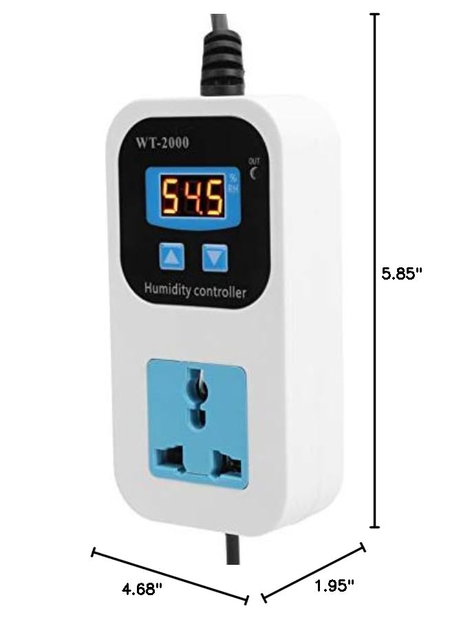 Digital Humidity Controller 0-99% RH Hygrostat with Sensor Outlet 110-220V for Humidifier Dehumidifier HVAC (US Plug) US Plug