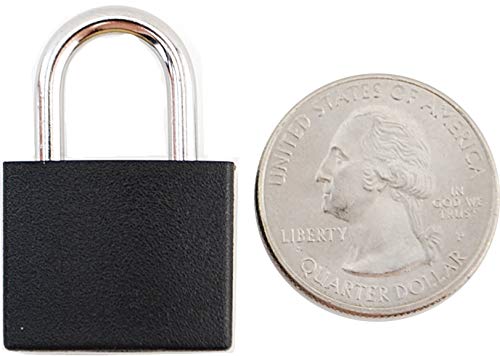 Small Mini Durable ABS Covered Solid Brass Body Individually Keyed Padlock - 8 Pack Lock Set Small Black