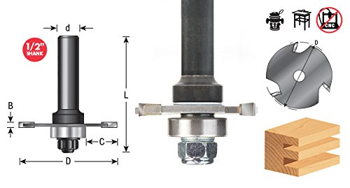 Amana Tool - 53404-1 Slotting Cutter Assembly 3 Wing x 1-7/8 Dia x 3/32 x 1/2" Shank