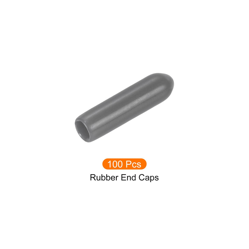 100 Pack Screw Thread Protector Cover Rubber End Caps, [for Screw, Bolt, Rod End Cap] - 5/32"(4mm) ID/Dark Grey 4mm 100