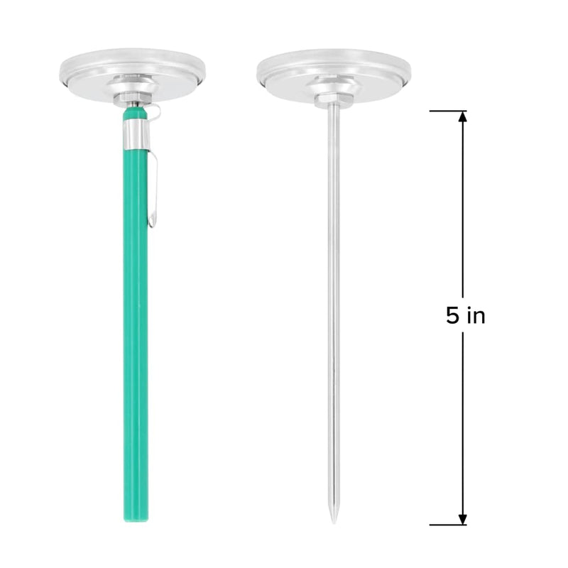 Reotemp Large Dial Easy Read Pocket Thermometer, 2" Dial, 5" Stem, Waterproof (0 to 220 Fahrenheit) 0 to 220 Fahrenheit