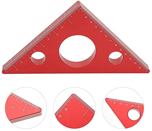 Apple&Orange Aluminium Alloy Woodworking Triangle Ruler Inch Metric Measuring Tools 45 Degree Carpentry Squares Precision Woodworking Tools (Large) Large