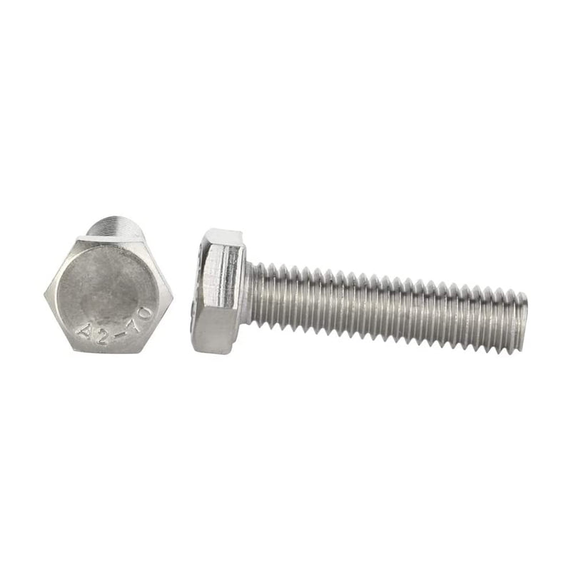 M6 x 45mm Hex Head Screw Bolts, Fully Threaded, Stainless Steel 18-8, Plain Finish, Quantity 20 M6-1.0 x 45mm