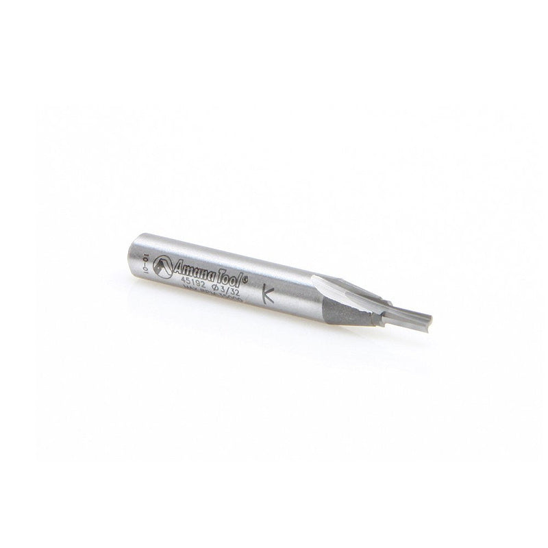 Amana Tool - 45192 Solid Carbide Cutting Edge Straight Plunge CNC Router Bit for Wood High Production 3/32 Dia x 1/4 x 1/4 Inch Shank