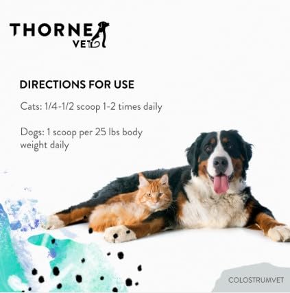 ThorneVet ColostrumVET Supplement for Dogs & Cats – Bovine Colostrum Powder to Boost Immunity, Digestive Health, & Vitality – Rich in Antibodies, Amino Acids, & Vitamins - 112 Scoops