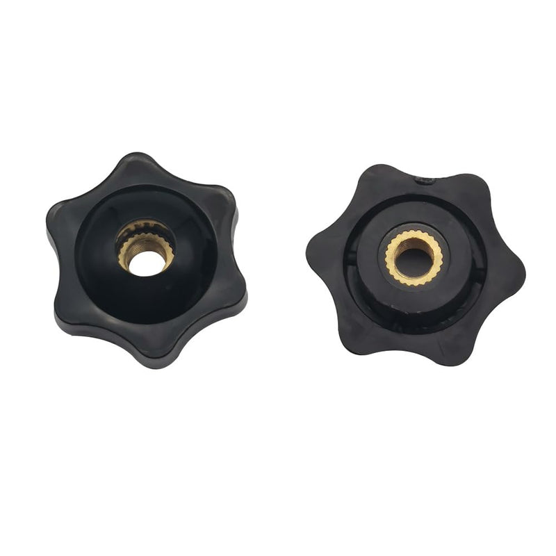 6-Star Knob 1/4 Inch Plastic Hexagon Head Thru Knobs M6 x 32 Brass Female Thread Clamping Nuts Screw On Knob Grip Knurled Handle Through Hole Set-Up 10 Pack (10, M6)