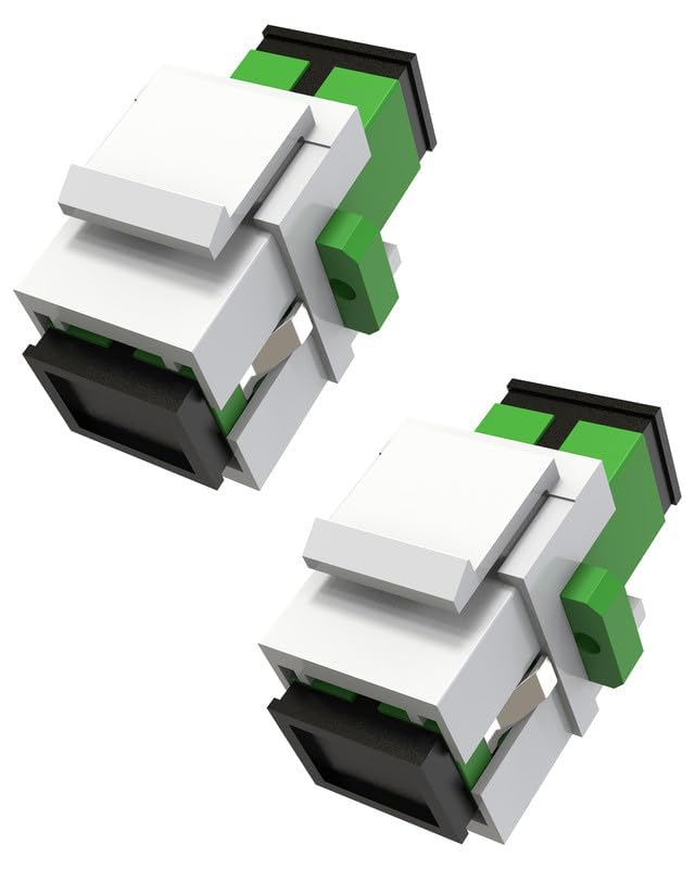 2Pack SC Fiber Optic Coupler Singlemode Keystone Jack for Patch Panels and Wall Plates Fiber Optic Cable Adapter (Grass Green，Angled Physical Contact) SC/APC/Singlemode 2pack