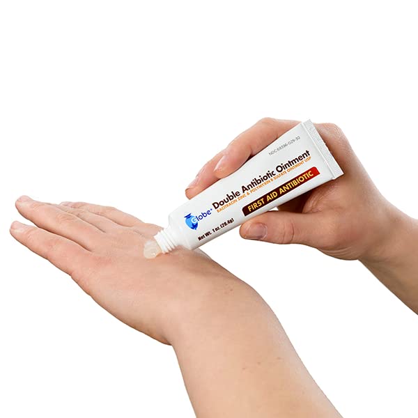 (2 Pack) Globe First Aid Antibiotic Ointment (1oz) with Bacitracin Zinc & Polymyxin B Sulfate, Double Antibiotic Ointment for Infection Protection & Wound Care, Neomycin-Free