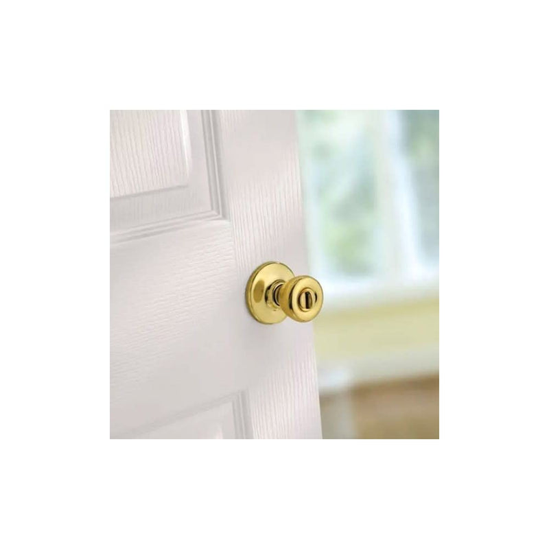 Kwikset Tylo Interior Privacy Door Knob with Lock, Door Handle For Bathroom and Bedroom, Polished Brass Keyless Turn Lock Doorknob, 1 Count (Pack of 1) Standard Packaging