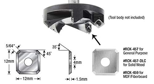 Amana Tool - RCK-459 Solid Carbide 4 Cutting Edges Insert Knife MDF, Fiberboard 12 x