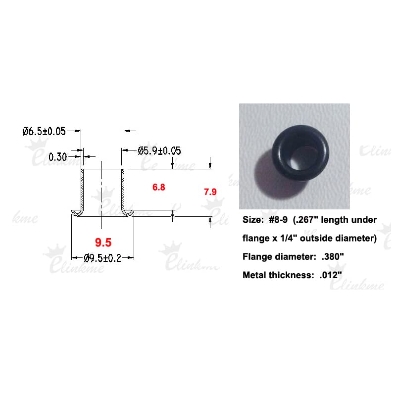 1 Tools + 100pcs Holster Rivets 7.9mm (.267 Length Under Flange x 1/4" Outside Diameter) Brass Eyelets Rivets for 0.08" Kydex Holster Making (Black Color)