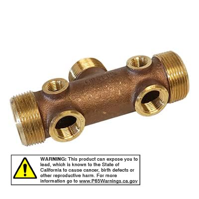 Merrill MFG BATNL100CXS 2-1/2" x 1" Brass Tank Tee, Compact Well Pressure Tank Manifold with 1" MIP Tank Connection & 1/2" NPT Drain Port for Water Systems 2 1/2 in X 1 in.