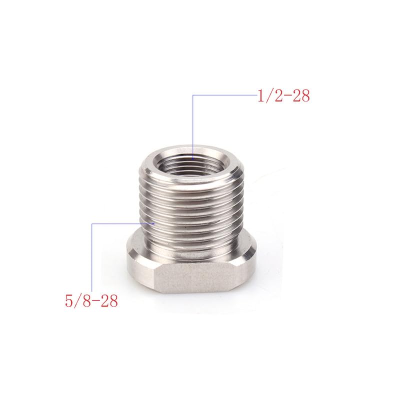 2 Pack 304 Stainless Steels Thread Protector, 1/2 x 28 Convert to 5/8x24 with Crush Washer,Sliver Sliver Stainless Steel