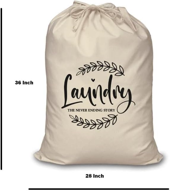 FABBPRO Cotton Canvas Cloth Fabric Laundry Bag – Stylish & Portable Natural Biodegradable Drawstring Bag – Ideal for Hotels, Airbnb’s, Rental Spaces, Vacation Homes & Even Travel