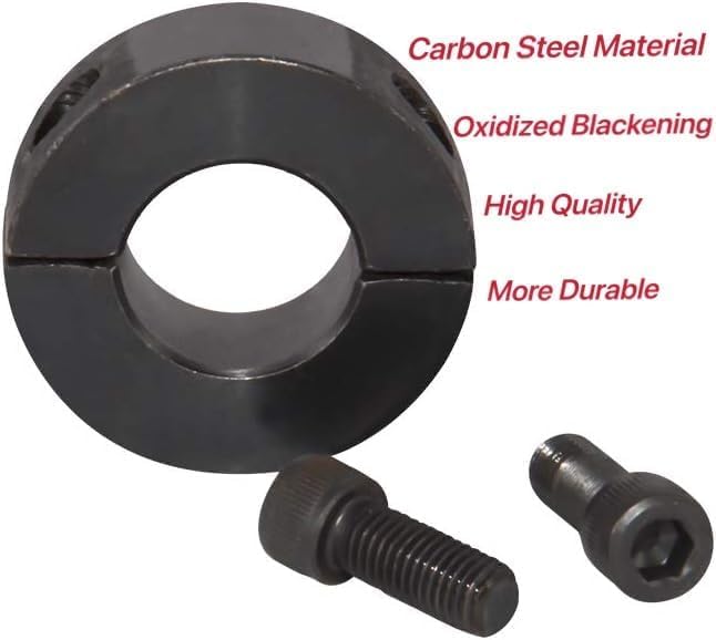 AZSSMUK Shaft Collar Bore 2'' Double Split Black Oxide Set Screw Durable Shaft Collars Suitable for Machinery and Industrial Use 2 Pieces 2''