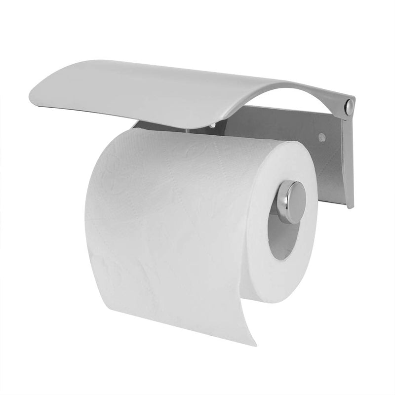 Toilet Paper Holder with Cover, Stainless Steel Tissue Roll Storage Rack Wall Mounted Toilet Paper Roll Dispenser for Bathroom Washroom