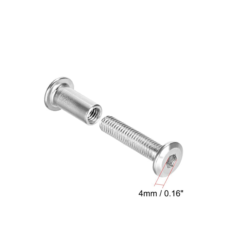 uxcell Screw Post Fit for 5/16"(8mm) Hole Dia, Male M6x20mm Belt Buckle Binding Bolts Leather Fastener Stainless Steel 5 Sets 20mm