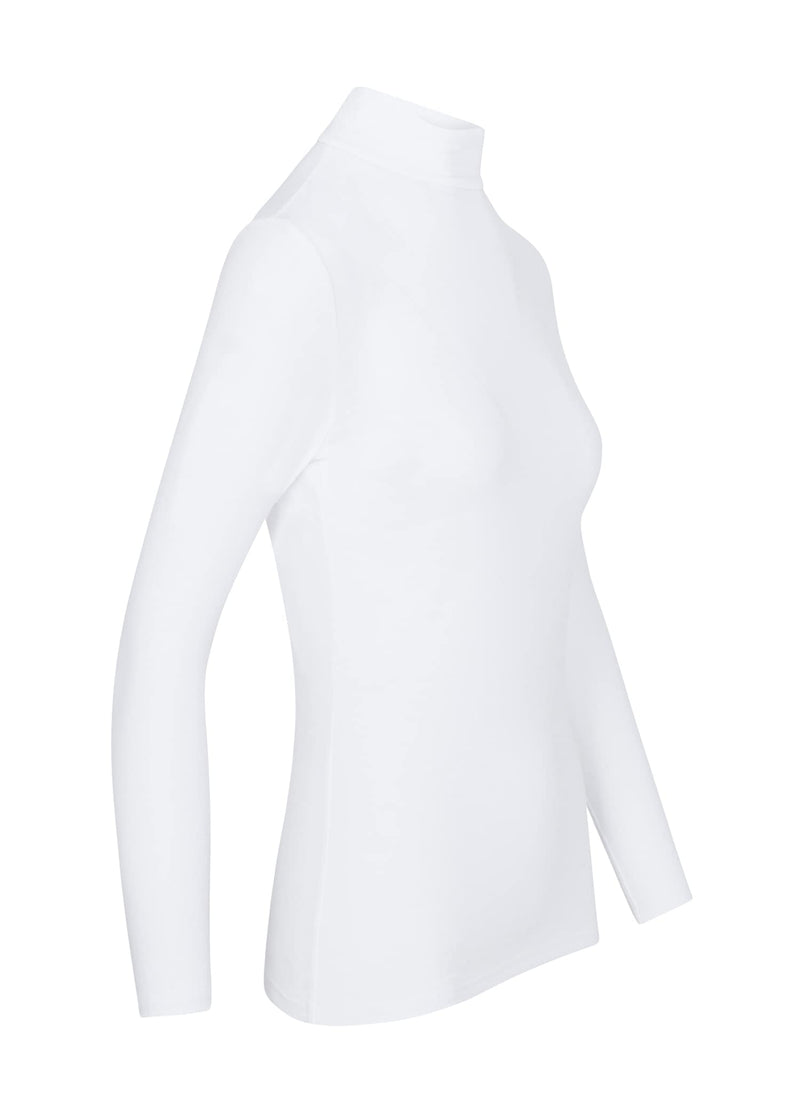 Natural Uniforms Women's Long Sleeve Mock Turtle-Neck T-Shirt Under Scrub Medium White