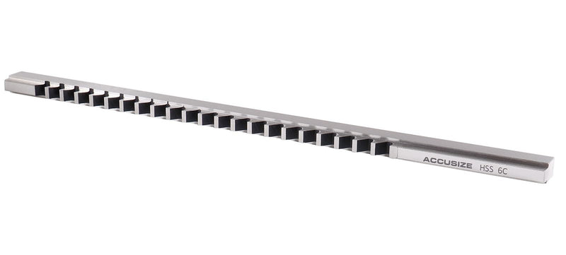 Accusize 6 mm Style C HSS Keyway Broach, 5001-0012 | 6mm-C, Ground from Solid, H.S.S., 25/64"-2 1/2" Cutting Length, 1 Shim