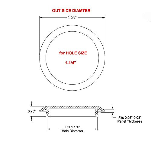 1 1/4" 1.25 inch Flush Mount Black Plastic Body and Sheet Metal Hole Plug Qty 10