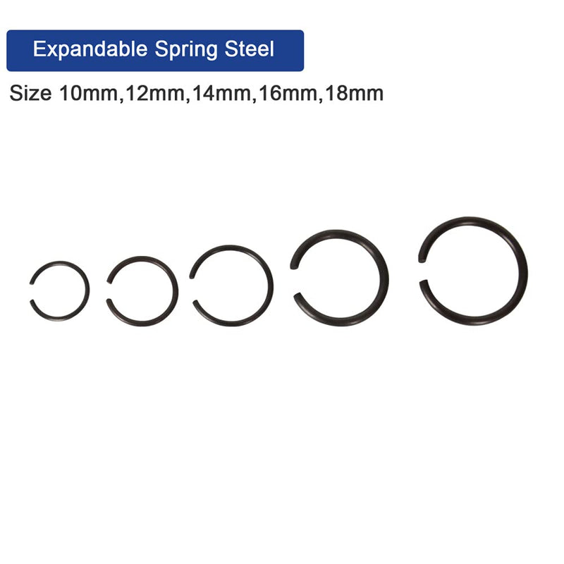 Fasttend GB895.2 Φ10-Φ26 Retainer Clip 65Mn Shaft Steel Wire Ring Snap Ring Set,Bearing Stop Ring Assortment Kit,Round Wire Snap Rings for Shafts,120Pcs Wire Ring Snap Ring Set-120pcs
