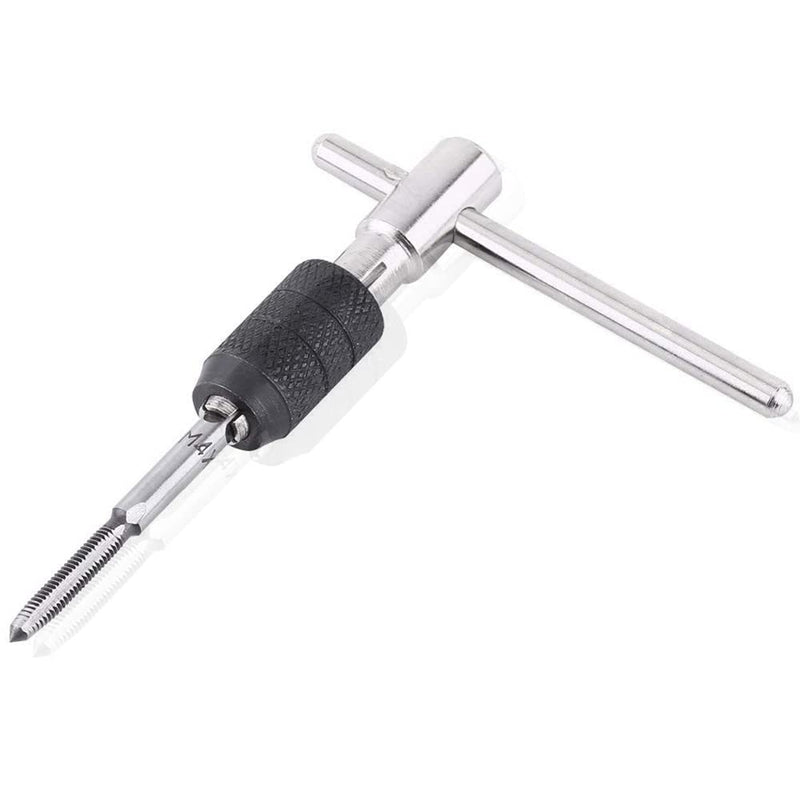 Mesee 6 Pcs Tap Wrench Tool Set, Adjustable T-Handle Ratchet Tap Holder Wrench Machine Screw Thread Metric Plug T-Taps with M3 M4 M5 M6 M8 Taps for Metal/Aluminum/Plastic/Wood