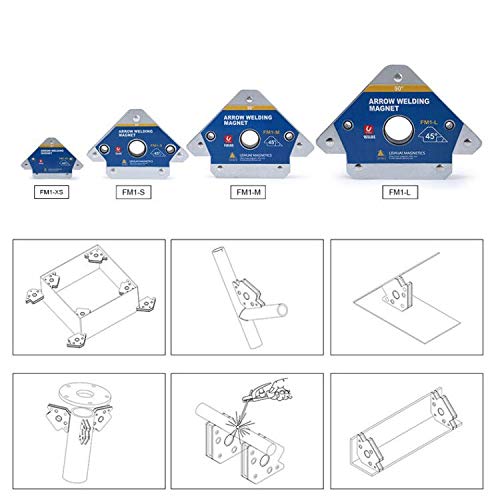 Lishuai 4 PCS 28LBS Mini Arrow Welding Magnet, Durable 45,90,135 Degree Multi Angle Magnetic Welding Holder Mini x4pcs