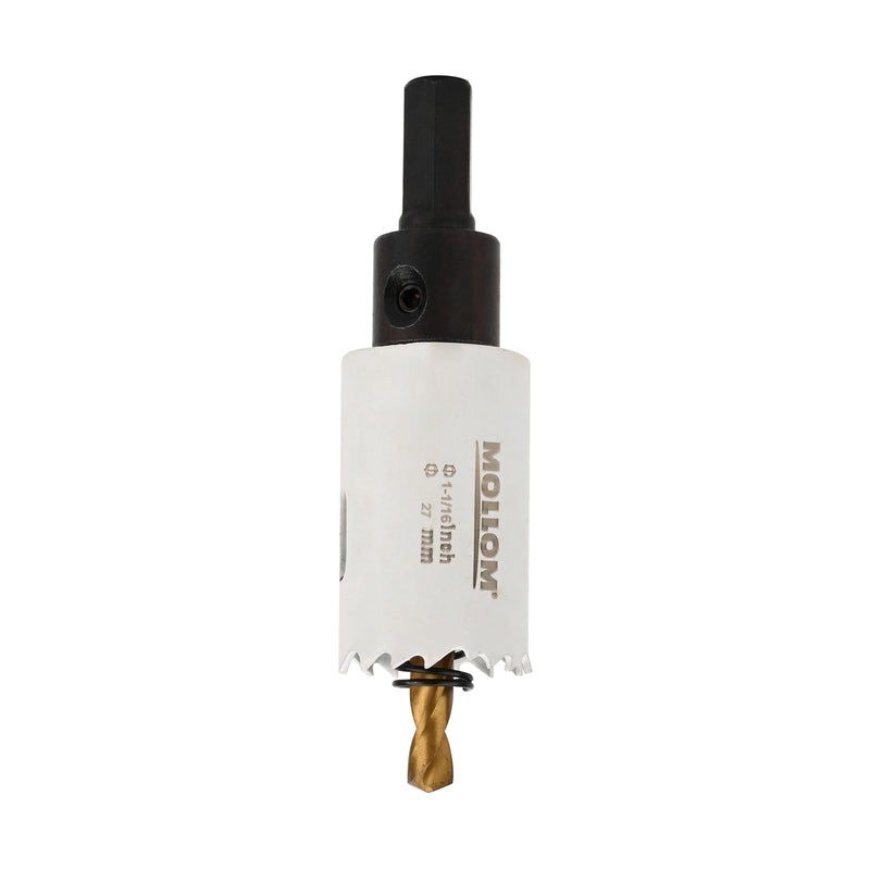 (27mm | 1-1/16") HSS M42 with 8% Cobalt BI-Metal Hole Saw with 2 Pilot Drill Bits & Arbor Smooth Cutting for PVC,Drywall,Wood,Plastic,Gypsum Board,Rubber 27mm | 1-1/16"