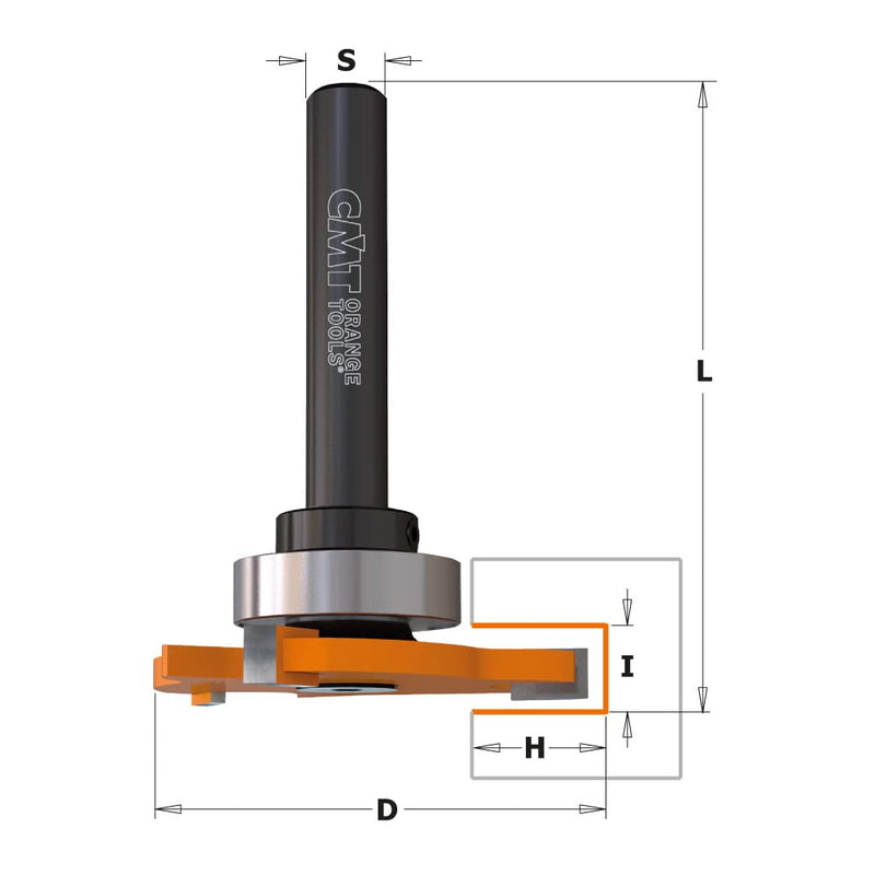 CMT 823.364.11B Slot Cutter with Arbor & Bearing, 1/2-Inch Shank