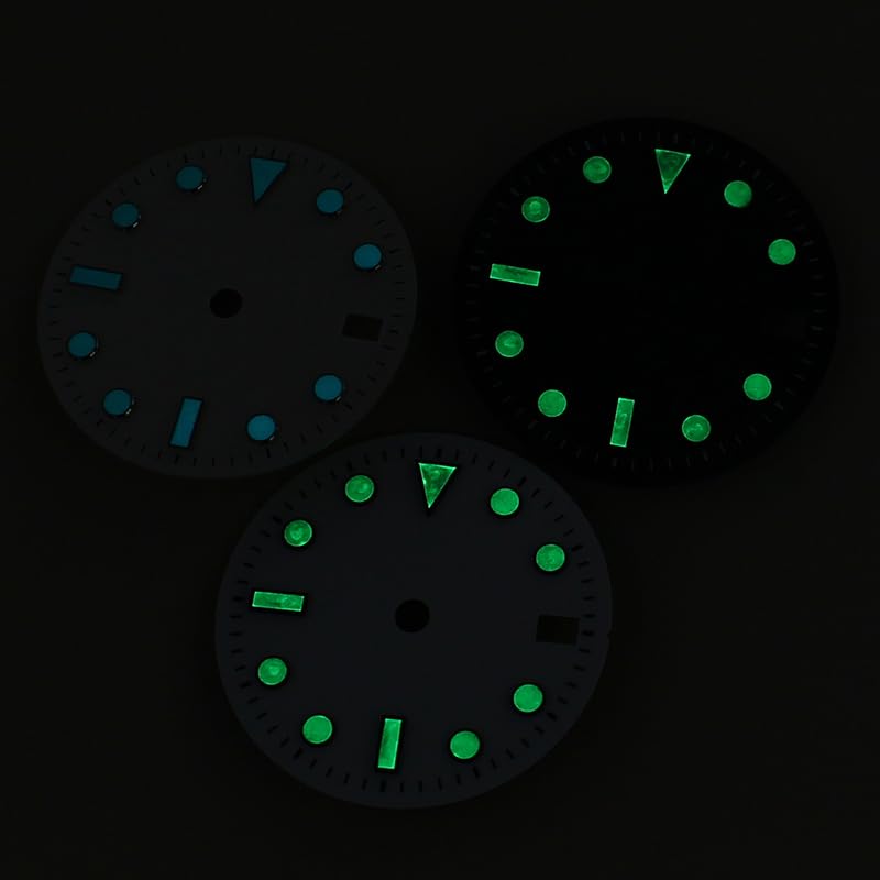 28.5mm Black Sunburst Brushed Dive Watch Dial Luminous Markers for NH35/NH36 Movement Watch Mod Replacement Component White 1