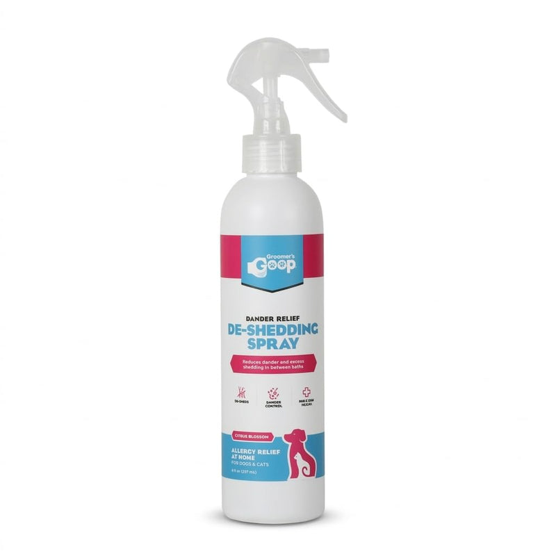 Groomer’s Goop Dander Relief Deshedding Spray – Leave-in Formula Soothes Dry Skin, Reduces Shedding & Dander, Moisturizes with Vegan Collagen & Zinc, Coconut Cleansers – 8 oz