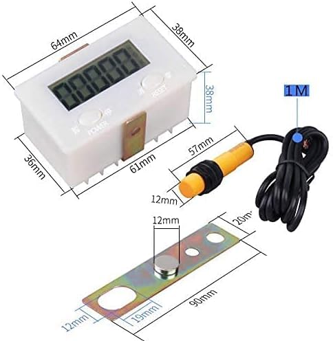 LCD Digital 0-99999 Counter 5 Digit Plus UP Gauge + Proximity Switch Sensor with Magnetic