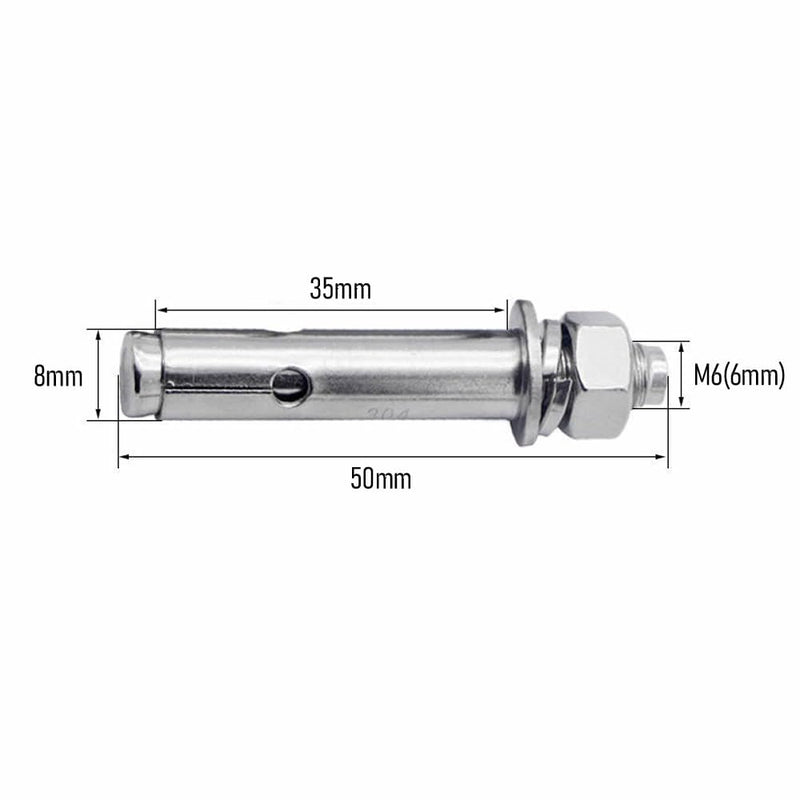 Junter 8pcs M6 x 50mm Hex Expansion Bolts 304 Stainless Steel External Hex Nut Expansion Screw Bolts Sleeve Anchor,Pool Safety Cover Expansion Bolts,for Concrete