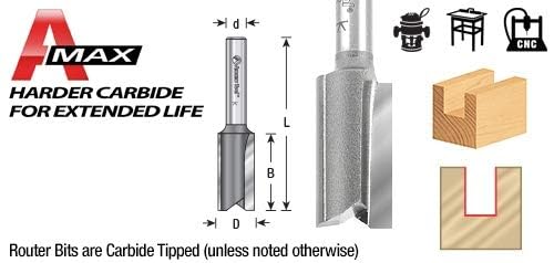 Amana Tool - 45212 Solid Carbide Cutting Edge Straight Plunge CNC Router Bit for Wood High Production 9/32 Dia x 1 x 1/4 Inch Shank