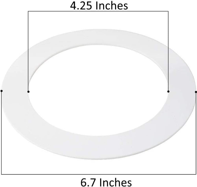 6 Pack Matte White Goof Trim Ring for 4" Inch Recessed Can Lighting Down Light, Outer Diameter 6.7 Inches, Inner Diameter 4.2 Inches 6 Pack