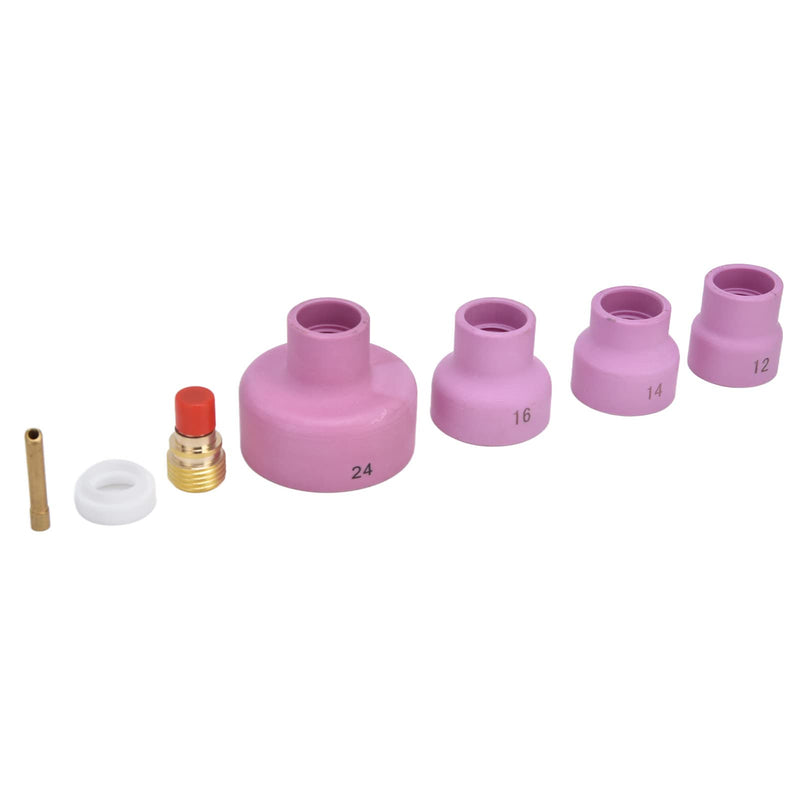 Zerone Welding Torch Accessories Kit, 7Pcs for WP 9 20 25, Ceramic Nozzle +Electrode Holder+PTFE Front Cover(2.4mm) +Connector, Corded Electric, Modern Style