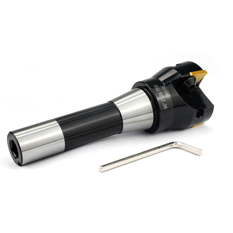 Indexable End Mill with 3 Pcs TPCN32PDTR Tpg32 Carbide Inserts, 2" Cutting Diameter, 6" Overall Length, 90 Degree, R8 Shank, TP32, 3 Flutes